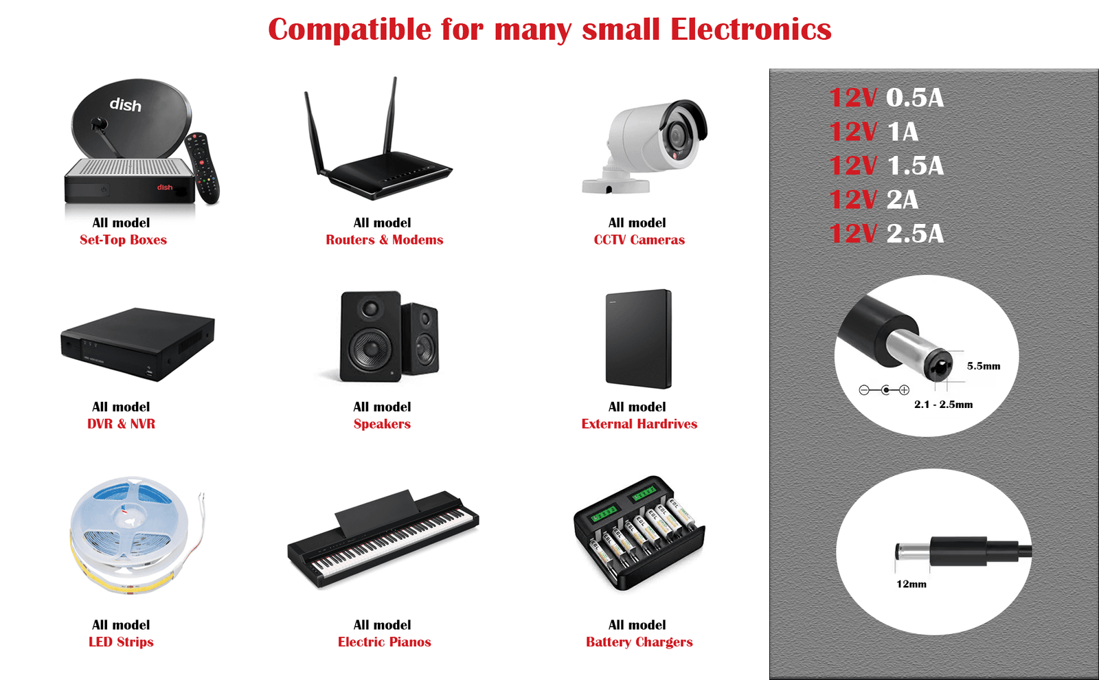 ADAPTER 12V 2.5 COMPATIBILITY